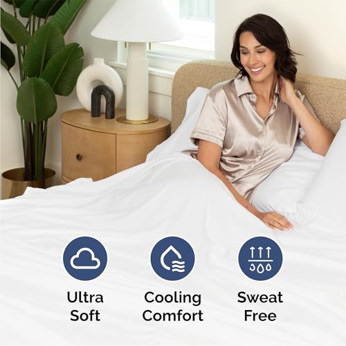 Queen Size 4 Piece Sheet Set - Comfy Breathable & Cooling Sheets - Hotel Luxury Bed Sheets for Women & Men - Deep Pockets, Easy-Fit, Extra Soft & Wrinkle Free Sheets - White Oeko-Tex Bed Sheet Set