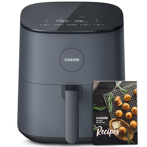 COSORI Air Fryer 5 Qt, Max 450F for Juicy Meat, Veggies, Frozen Food, Glass Touch Panel, 130+ In-App Recipes, Little to No Oil, Compact for Small Family, Non-Stick Basket for Easy Clean, Gray