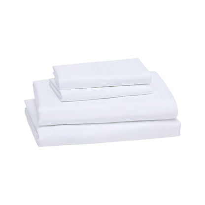 Amazon Basics Lightweight Super Soft Easy Care Microfiber 4-Piece Bed Sheet Set with 14-Inch Deep Pockets, Queen, Bright White, Solid